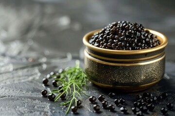 Black Caviar Snack, Sturgeon Delicatessen, Luxury Seafood, Premium Black Caviar, Copy Space