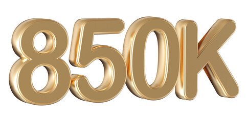 Gold 3d number 850k follower