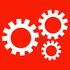 Roter Hintergrund mit Zahnrad Symbol in weiß