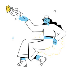 A customizable linear mini illustration of online marketing 