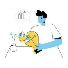 Latest outline mini illustration of business solution 