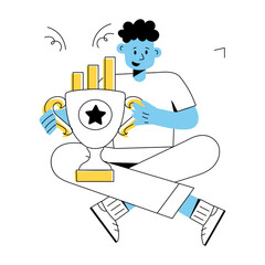 Latest outline mini illustration of business success 