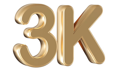 Gold 3d number 3k follower