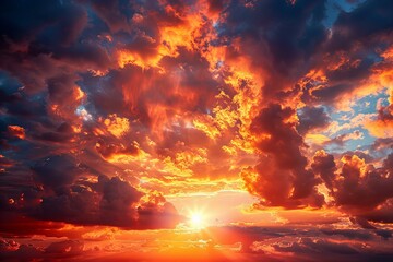 Fototapeta premium Boat sailing through sunset clouds over water