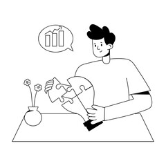 Latest outline mini illustration of business solution 