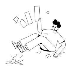 Get this outline mini illustration of market crash 