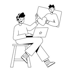 Customer relation outline mini illustration