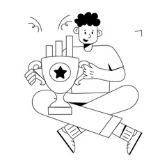 Latest outline mini illustration of business success 