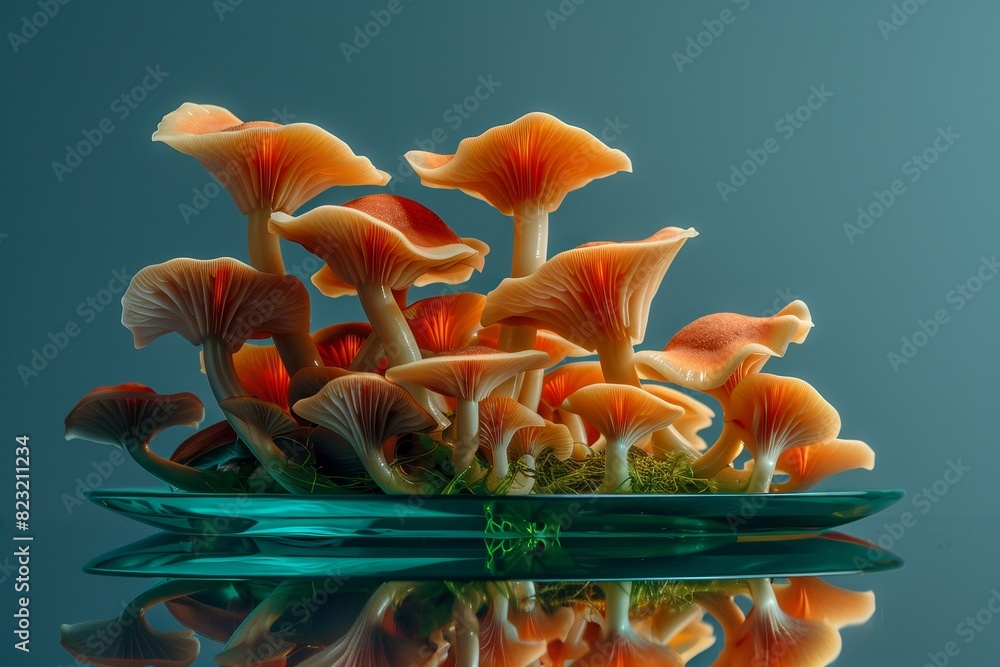 Poster image of various types of mushrooms on a plain background.