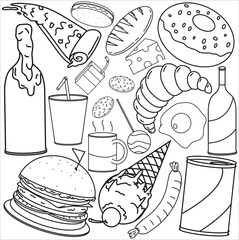 Coloring And Drawing Foods Doodle