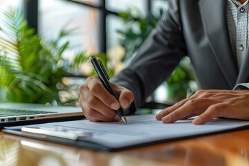 Person writing paper pen