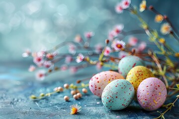 Eggs sprinkled on table