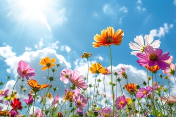 Fototapeta premium The blue sky and flowers