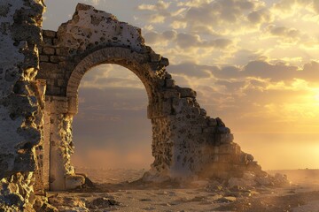 Archway in a medieval brick castle