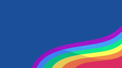 animated LGBTQ+ pride month concept transition. Rainbow LGBTQ+ freedom flag on blue background with copy space for text. Gay parade