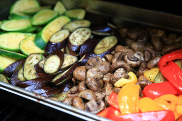 View of baking salad in the oven