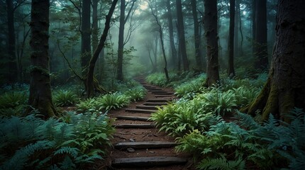 Obraz premium Fantasy Forest with sunlight ai generated