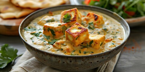 Delicious Indian dish made with paneer in a creamy flavorful sauce. Concept Paneer Makhani
