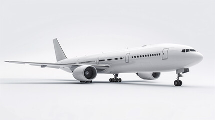 Obraz premium Mockup 3D of an airplane with blank white finished on a plain white background in side view.