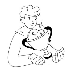Handy doodle mini illustration of financial success 