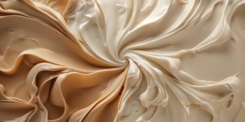 Fototapeta premium A topdown perspective of smooth creamy vanilla yogurt with a white hue. Concept Food Photography, Topdown Shots, Smooth Texture, Creamy Vanilla Yogurt, White Hue