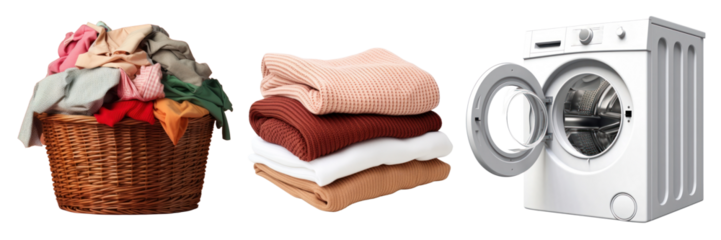Laundry day png element set on transparent background