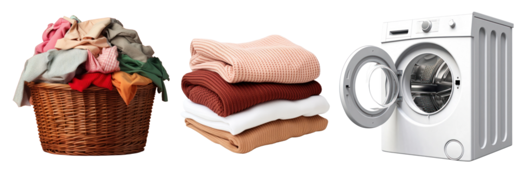 Laundry day png element set on transparent background
