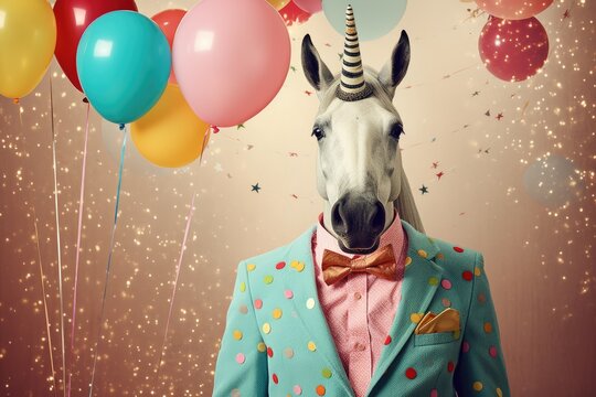 abstract funny birthday party unicorn