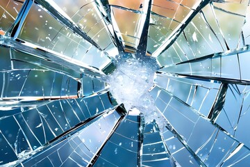 Broken glass texture background. Cracked and broken glass background. Fragility and violence concept.