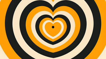 A heart made of circles with a yellow center and black border