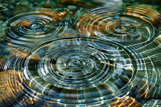 Ripples in pool water rocks pebbles