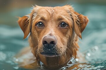 Dog swimming water