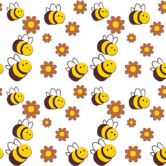 Seamless pattern floral and bee design wallpaper  