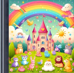 Naklejka premium Colorful book cover design of little children.