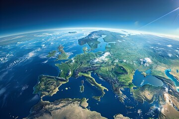 Sun shining over european earth view