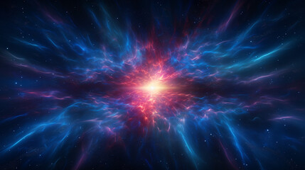 Obraz premium Cosmic quasar symphony with a harmonious dance of colors in the night sky