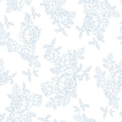 Wedding seamless pattern  with tender roses flower and leaves.