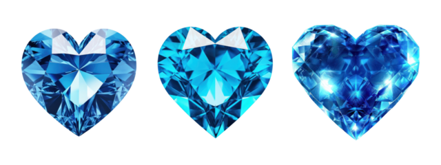 Heart shape gems png element set on transparent background