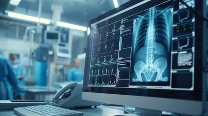 An xray machine connected to a computer that automatically detects potential fractures or abnormalities speeding up the diagnosis process.