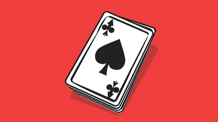 A deck of cards with a modern, minimalist design, the simple lines and monochrome colors contrasting with a bright red background.
