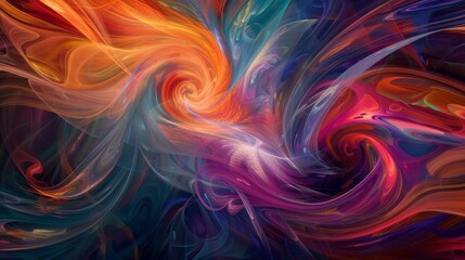 Energetic Swirls - Abstract Composition of Vivid Colors and Dynamic Shapes