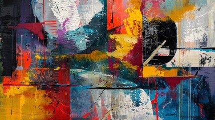 Radiant Abstraction: Vivid Textures and Color Layers Evoking Depth and Intrigue