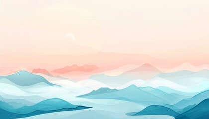 Serene Abstract Minimalist Illustration with Soft Pastel Colors and Gradients