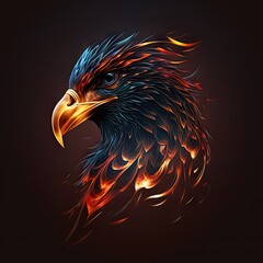 Flaming eagle head wild animal ai generated bird