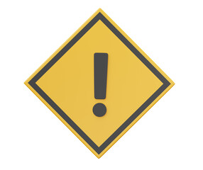3D exclamation mark icon, Yellow warning sign symbol alert safety danger caution illustration icon security isolated on transparent background
