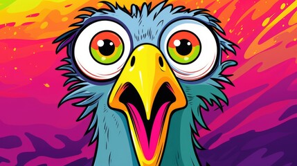 crazy funny seagull colorful illustration