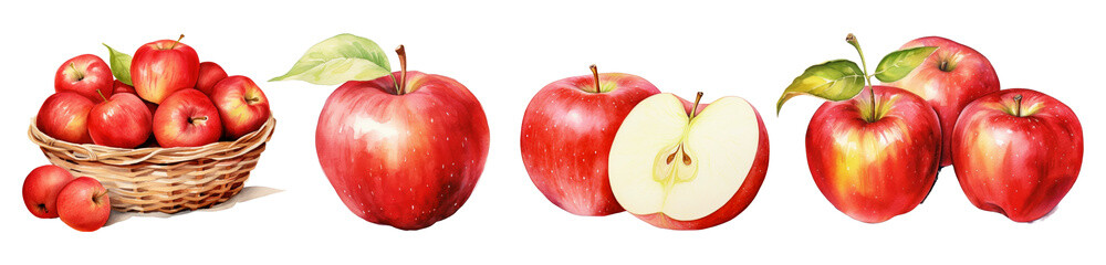 Watercolor of apple png element set on transparent background © Rawpixel.com