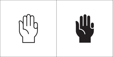 Four finger hand icon. Number four hand gesture. Hand sign. Vector stock illustration. Flat and line design style. Isolated on white background.