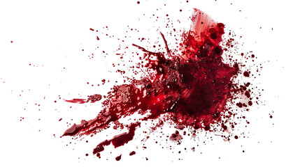 Set of Red Blood Splashes on Transparent Background