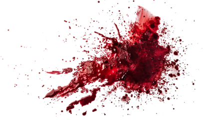 Set of Red Blood Splashes on Transparent Background